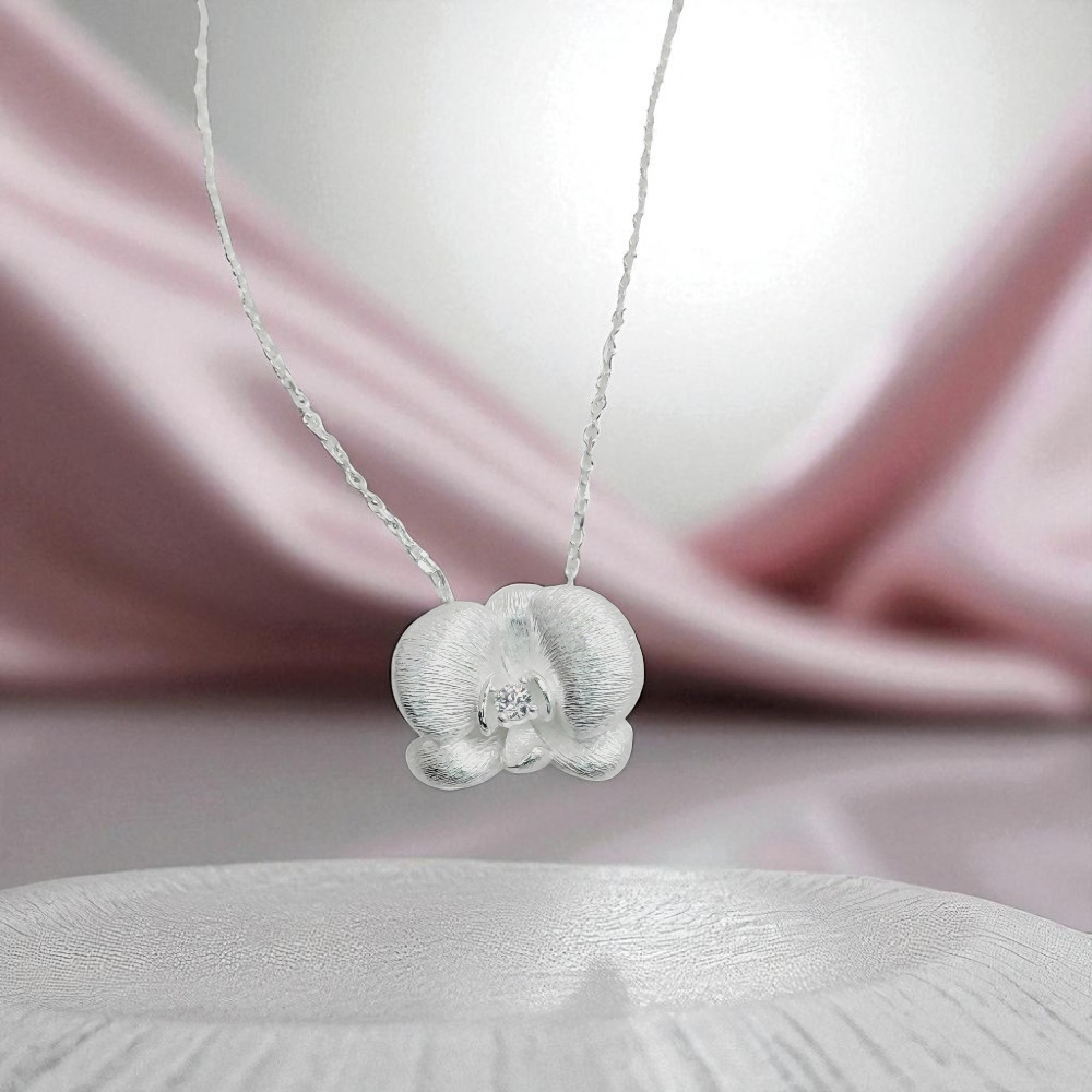 S925 Sterling Silver Orchid Bloom Necklace