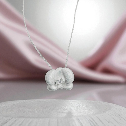 S925 Sterling Silver Orchid Bloom Necklace