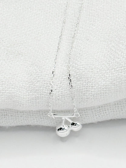 S925 Sterling Silver Dainty Cherry Charm Necklace