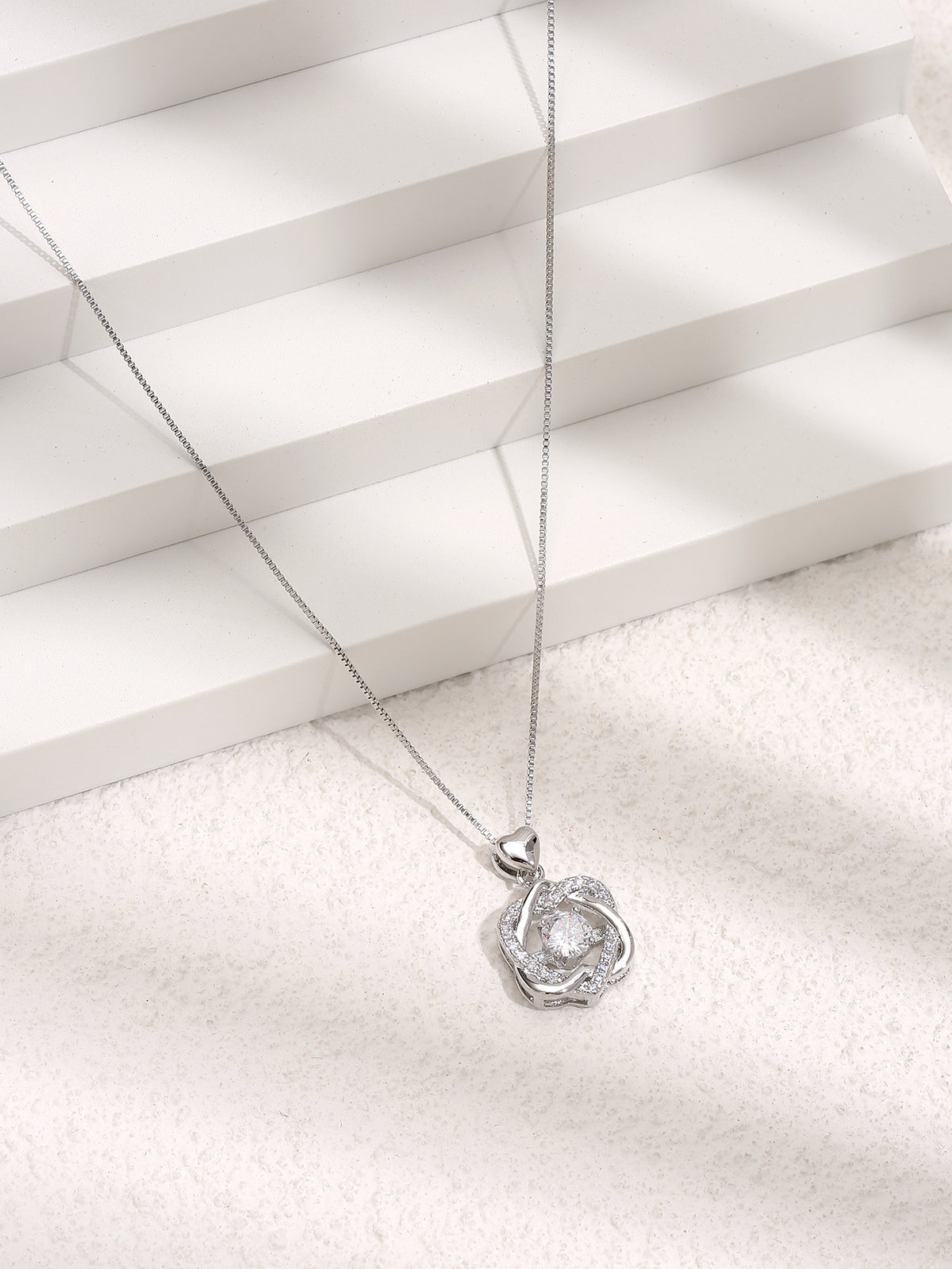 Heart Knot Pendant & Heart Stud Earrings Set