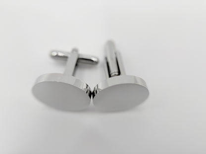 Men's Silver Round Stainless Steel Cufflinks