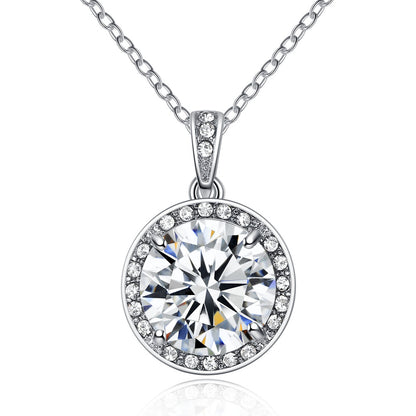 Round Cut Crystal Halo Pendant Necklace and Ring Set