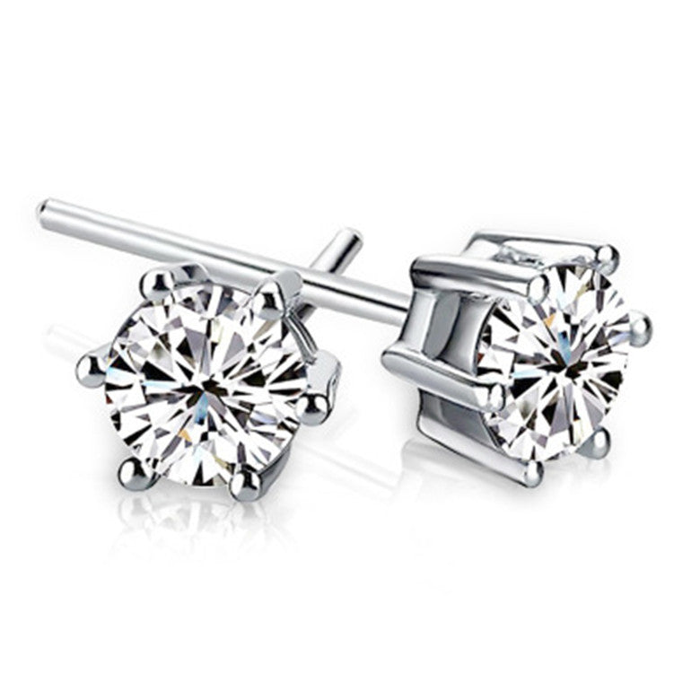 S925 Sterling Silver Solitaire Stud Earrings 6mm