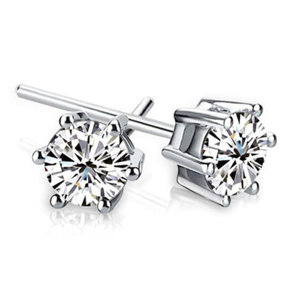 S925 Sterling Silver Solitaire Stud Earrings 6mm