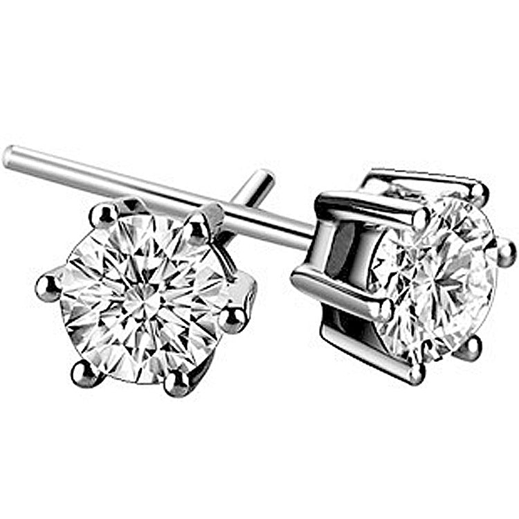 S925 Sterling Silver Band Crystal Ring & Stud Earrings Jewellery Set