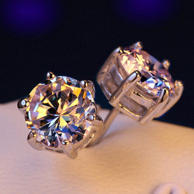 S925 Sterling Silver Solitaire Stud Earrings 6mm