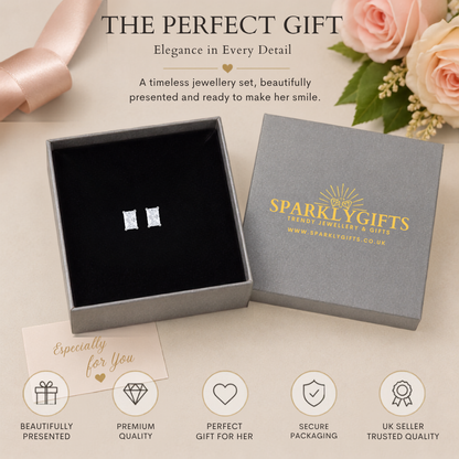 Sterling Silver 4x6 Cubic Zirconia Stud Earrings