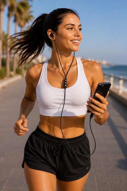 Beads Effect Luxury In-Ear Headphones For Sports Running Gym Travel Built-In Mic