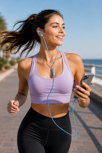 Beads Effect Luxury In-Ear Headphones For Sports Running Gym Travel Built-In Mic