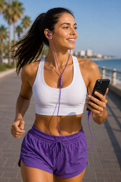 Beads Effect Luxury In-Ear Headphones For Sports Running Gym Travel Built-In Mic