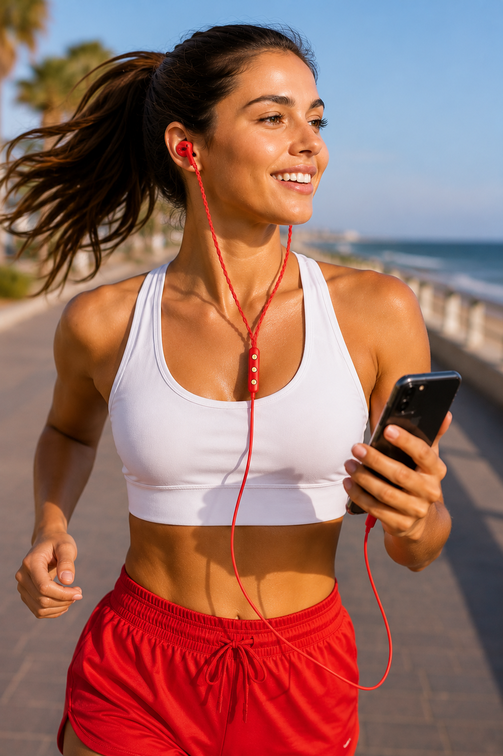 Beads Effect Luxury In-Ear Headphones For Sports Running Gym Travel Built-In Mic