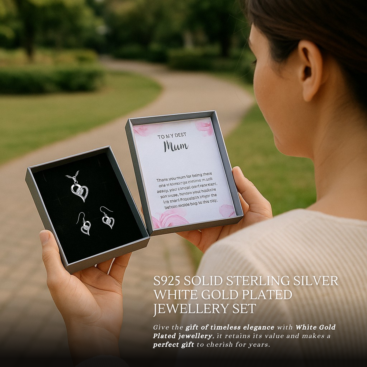 S925 Sterling Silver Jewellery Set with Personalised Message Write Your Own