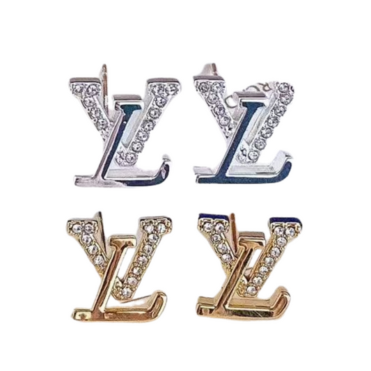 Designer Inspired Initial L Stud Sterling Silver Post Earrings