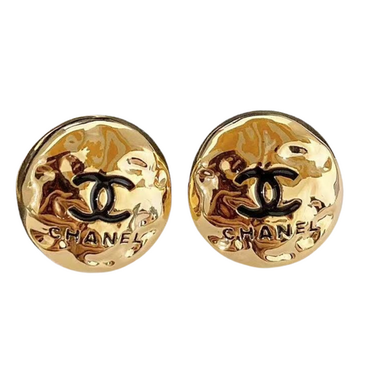 Designer Inspired CC 18K Gold Plated Sterling Silver Post Earrings