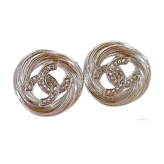 Swirl & Sparkle Double-C Studs Sterling Silver Post Earrings
