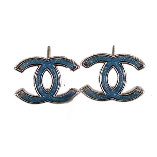 Classic Enamel Double-C Studs Sterling Silver Post Earrings