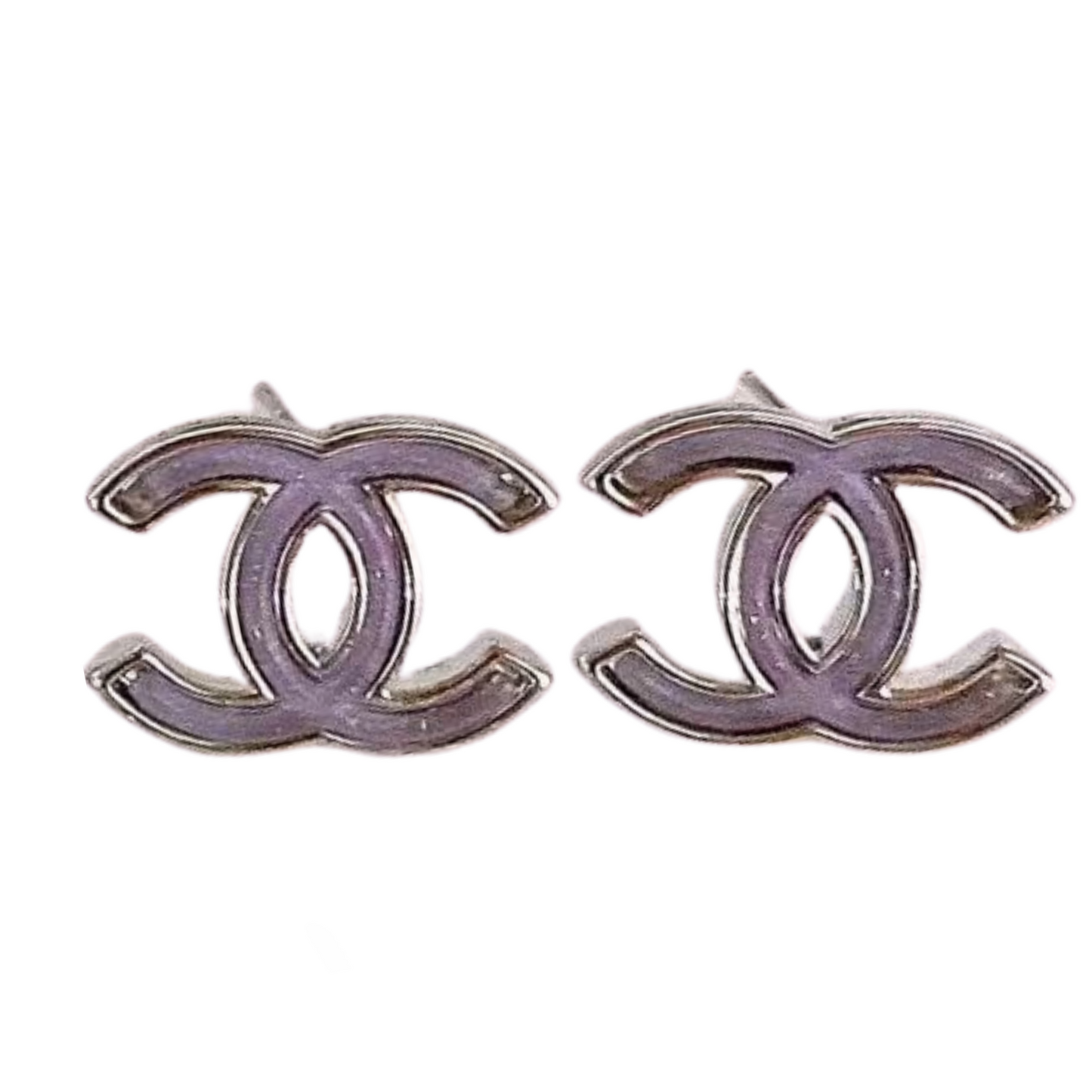 Classic Enamel Double-C Studs Sterling Silver Post Earrings