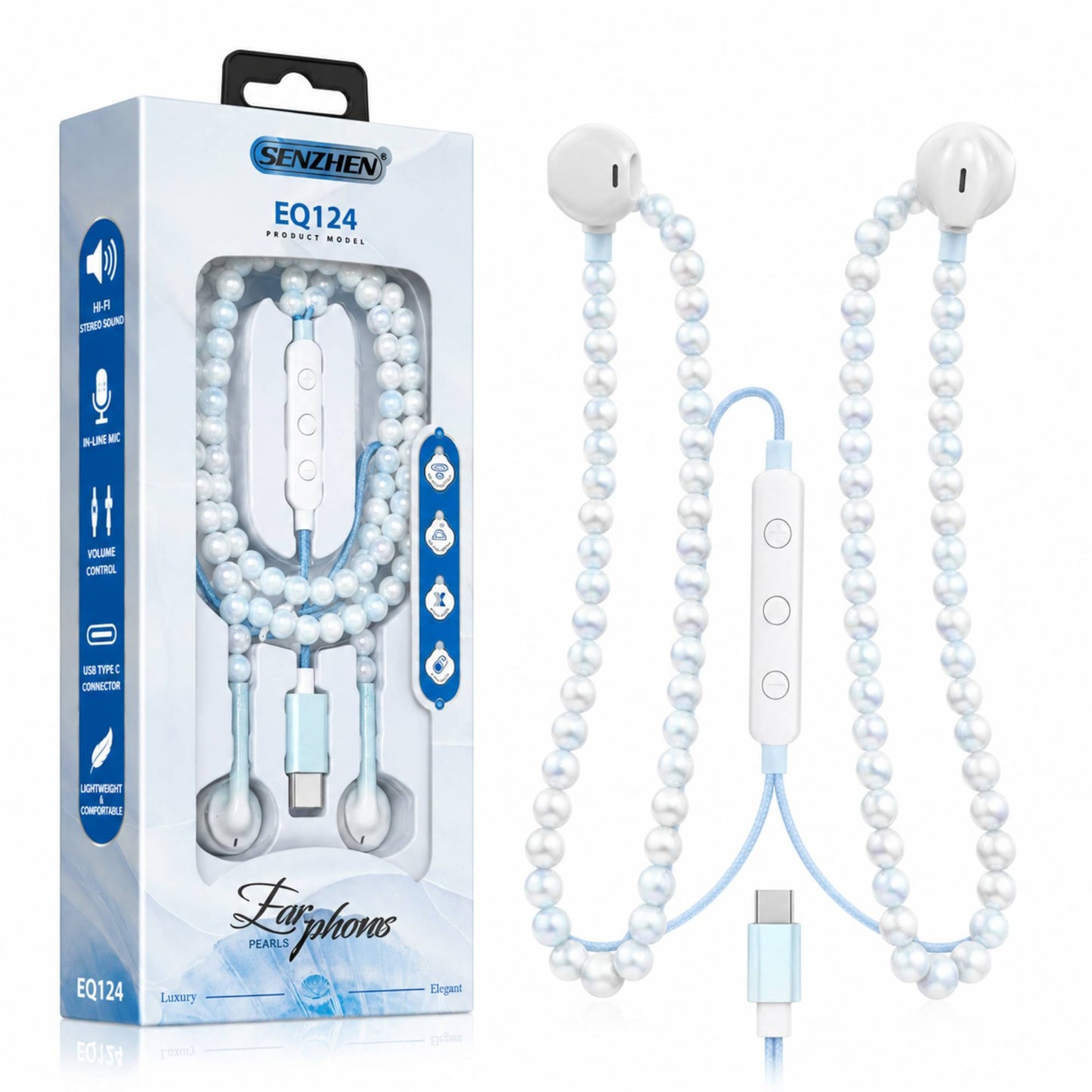Pearl Effect Luxury In-Ear Headphones For Sports Running Gym Travel Built-In Mic