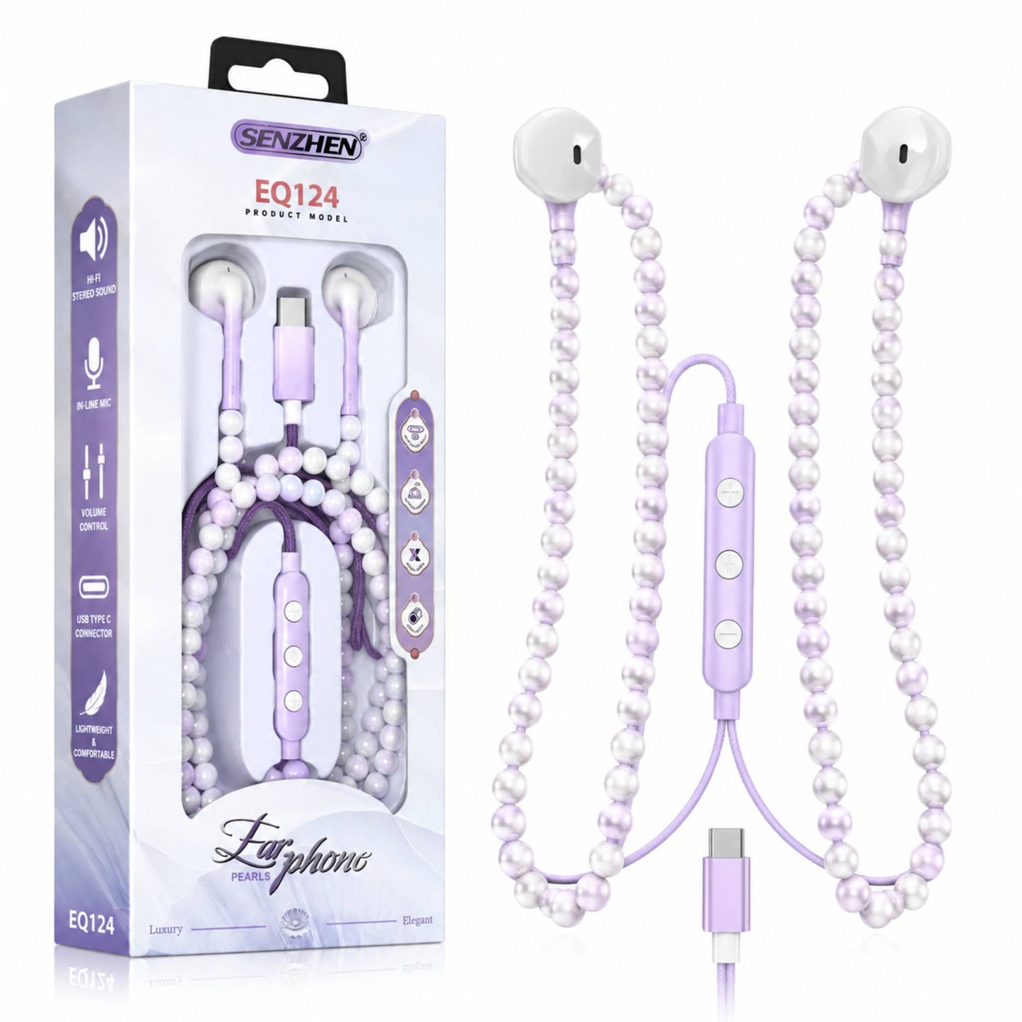 Pearl Effect Luxury In-Ear Headphones For Sports Running Gym Travel Built-In Mic