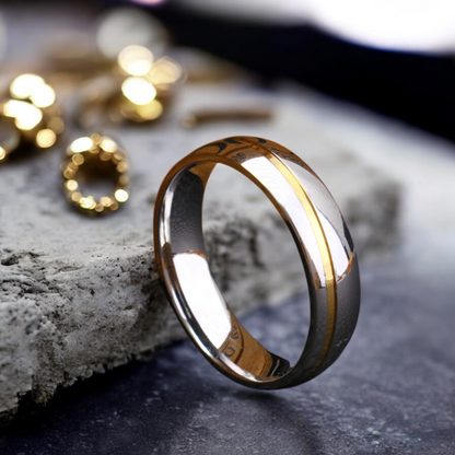 Men’s 24K Gold and Silver Plated Band Wedding Ring