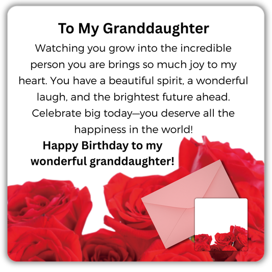 Birthday Card for Granddaughter -Rose Card 80x80cm