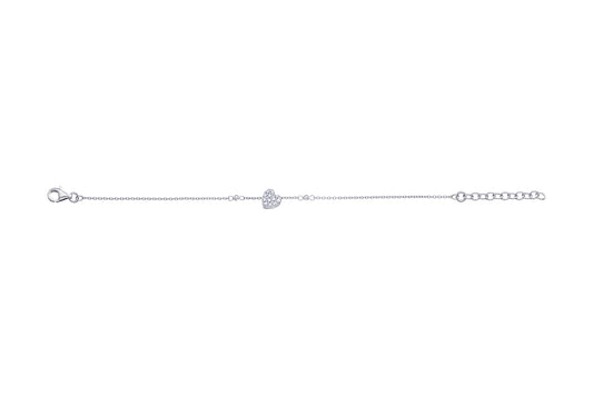 Sterling Silver Cubic Zirconia Heart Bracelet