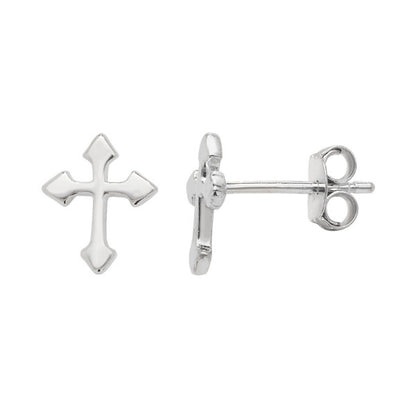 S925 Sterling Silver Faithful Cross Studs Earrings
