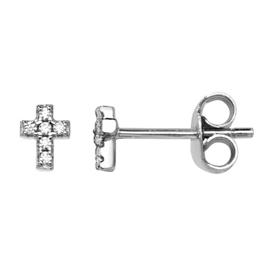 CZ Cross Stud Earrings S925 Sterling Silver