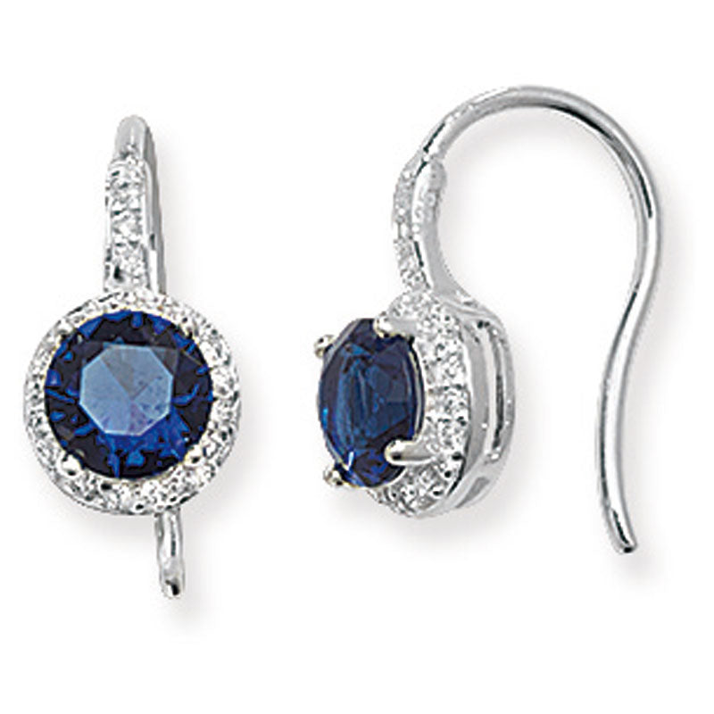 Sterling Silver Cubic Zirconia Sapphire Drop hook Earrings