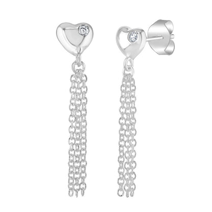 S925 Sterling Silver Heartfelt Tassel Earrings
