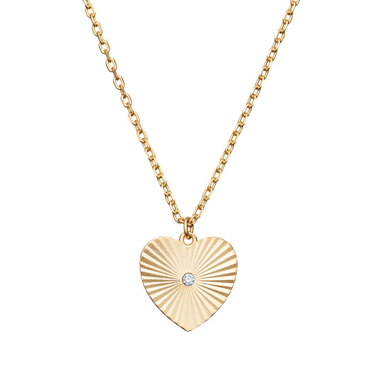 Sterling Silver Gold Plated Cubic Zirconia Heart Necklace