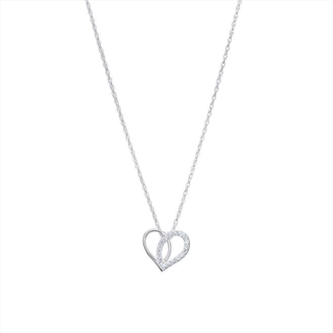 Sterling Silver Cubic Zirconia Heart Necklace