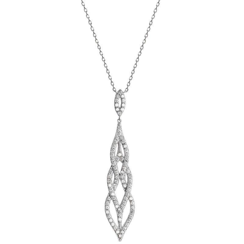 Sterling Silver Cubic Zirconia Classic Drop Pendant Necklace