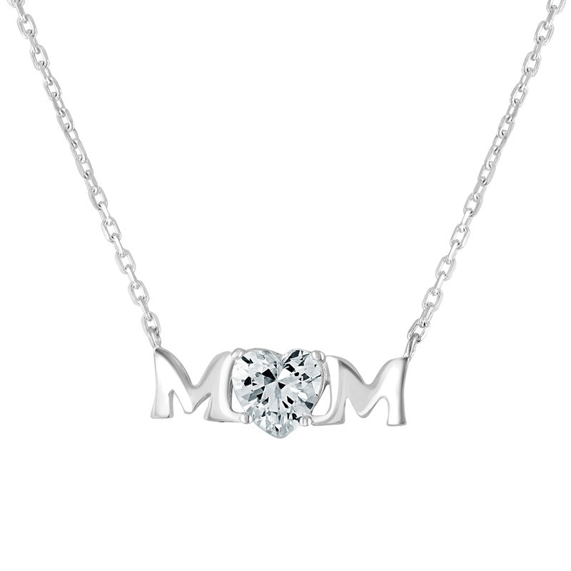 Sterling Silver Cubic Zirconia 17mm Mum Necklace