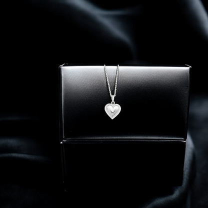 Sterling Silver Plain Puff Heart Necklace