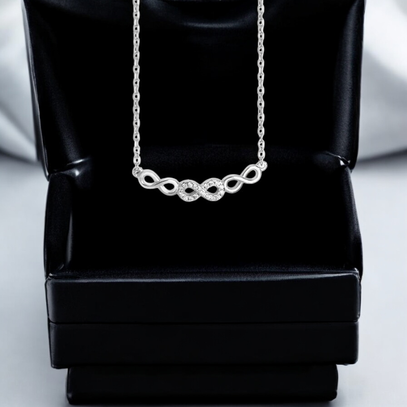 Sterling Silver Cubic Zirconia Triple Infinity Necklace