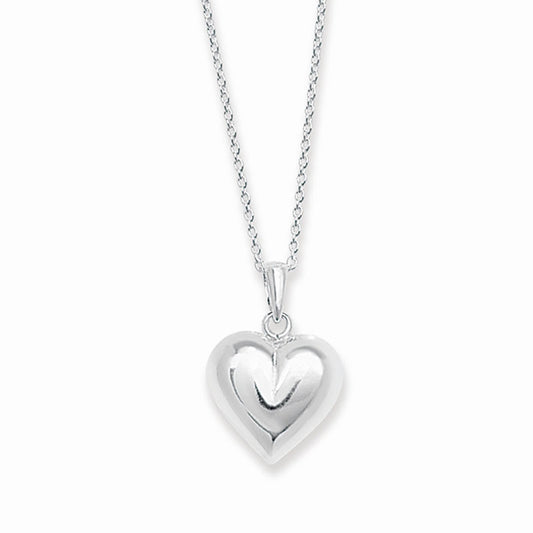 Sterling Silver Plain Puff Heart Necklace