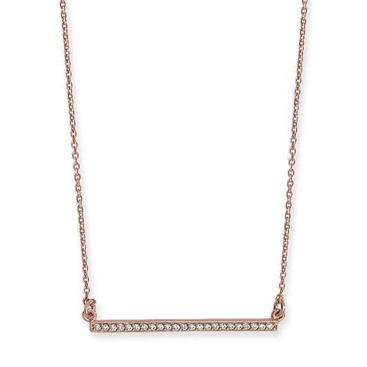 Sterling Silver Rose Gold Plated Cubic Zirconia Bar Necklace