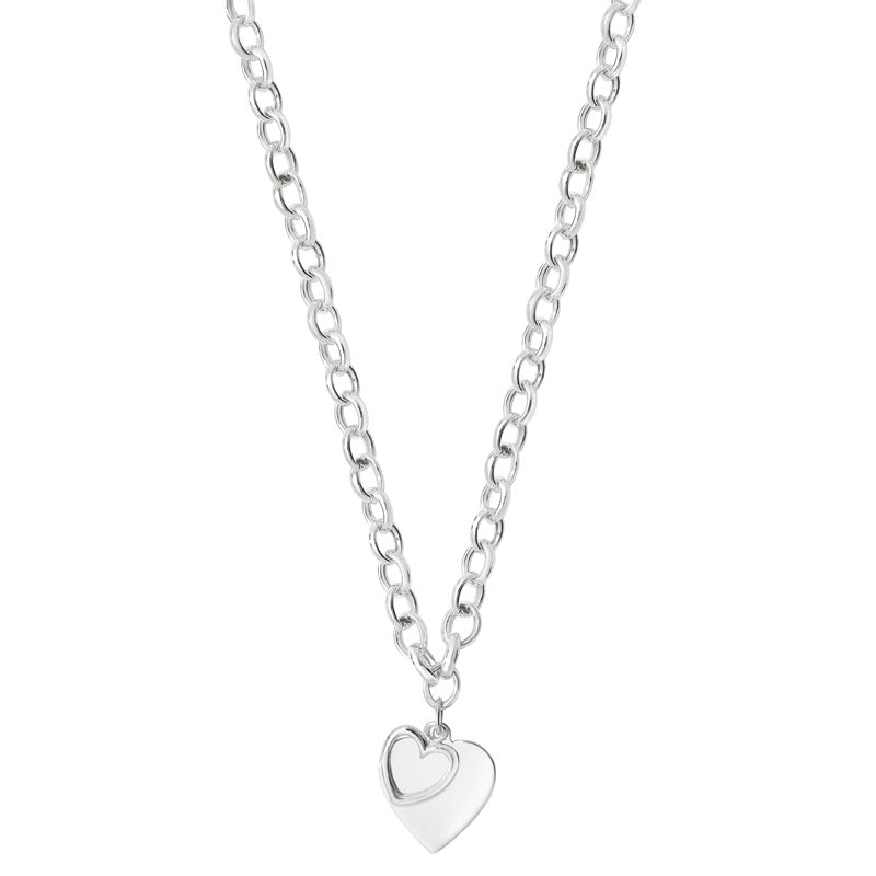 Sterling Silver Double Heart Belcher Necklace