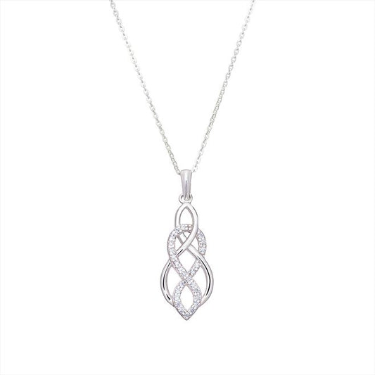 Sterling Silver Cubic Zirconia Celtic Style Necklace