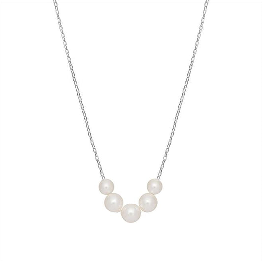 Sterling Silver Five Pearl Necklace