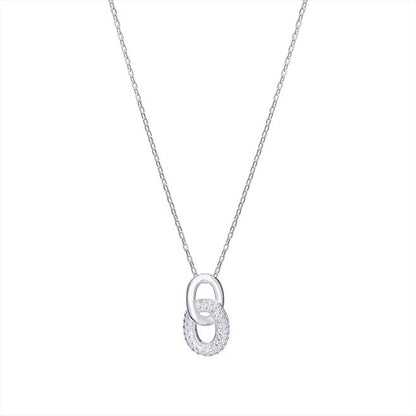 Sterling Silver Cubic Zirconia Interlocking Link Necklace