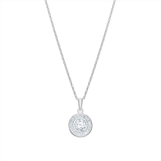 Sterling Silver Cubic Zirconia Halo 12mm Necklace