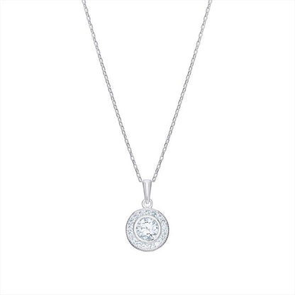 Sterling Silver Cubic Zirconia Halo 12mm Necklace