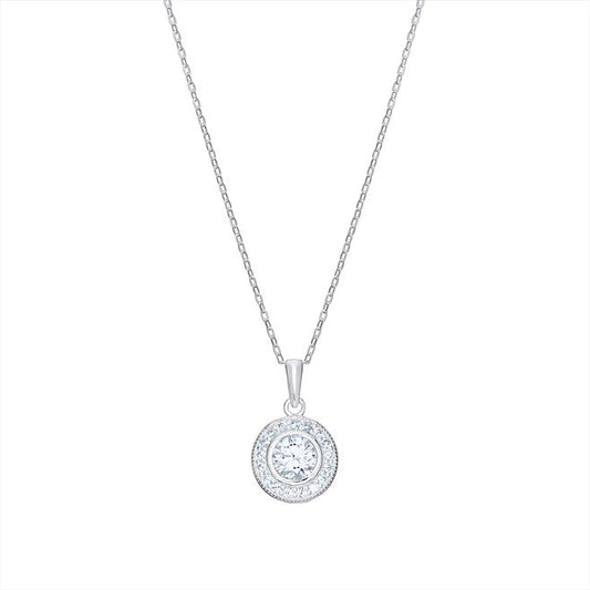 Sterling Silver Cubic Zirconia Halo 12mm Necklace