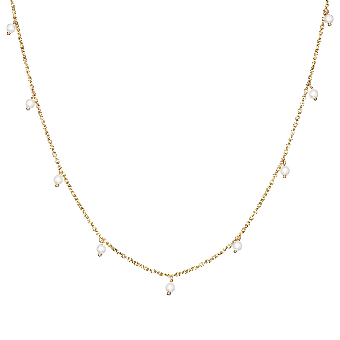 Sterling Silver Gold Plated Pearl Necklace