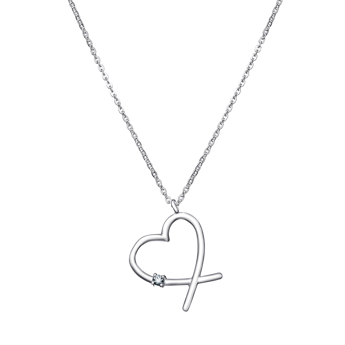 Sterling Silver Cubic Zirconia Heart Necklace