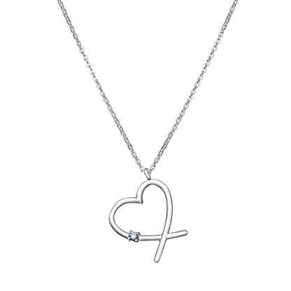 Sterling Silver Cubic Zirconia Heart Necklace
