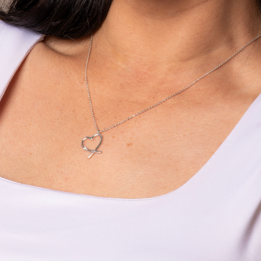 Sterling Silver Cubic Zirconia Heart Necklace