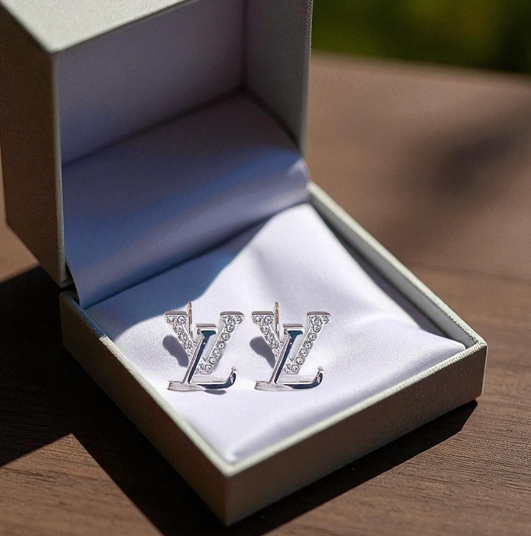 Designer Inspired Initial L Stud Sterling Silver Post Earrings